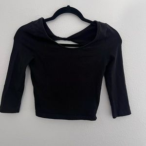 Charlotte Russe Black Long Sleeve Crop Top Size Small